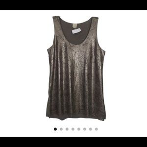 Ecru Embellished Perforated Leather Tank Top
